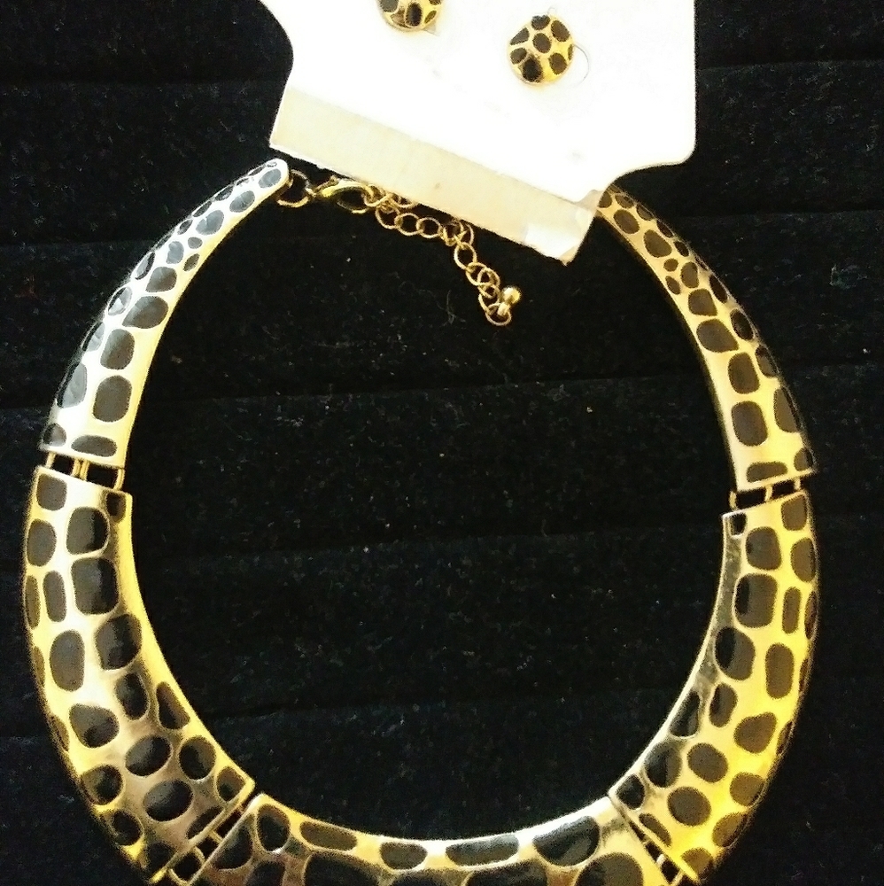 Leopard Choker Necklace Set
